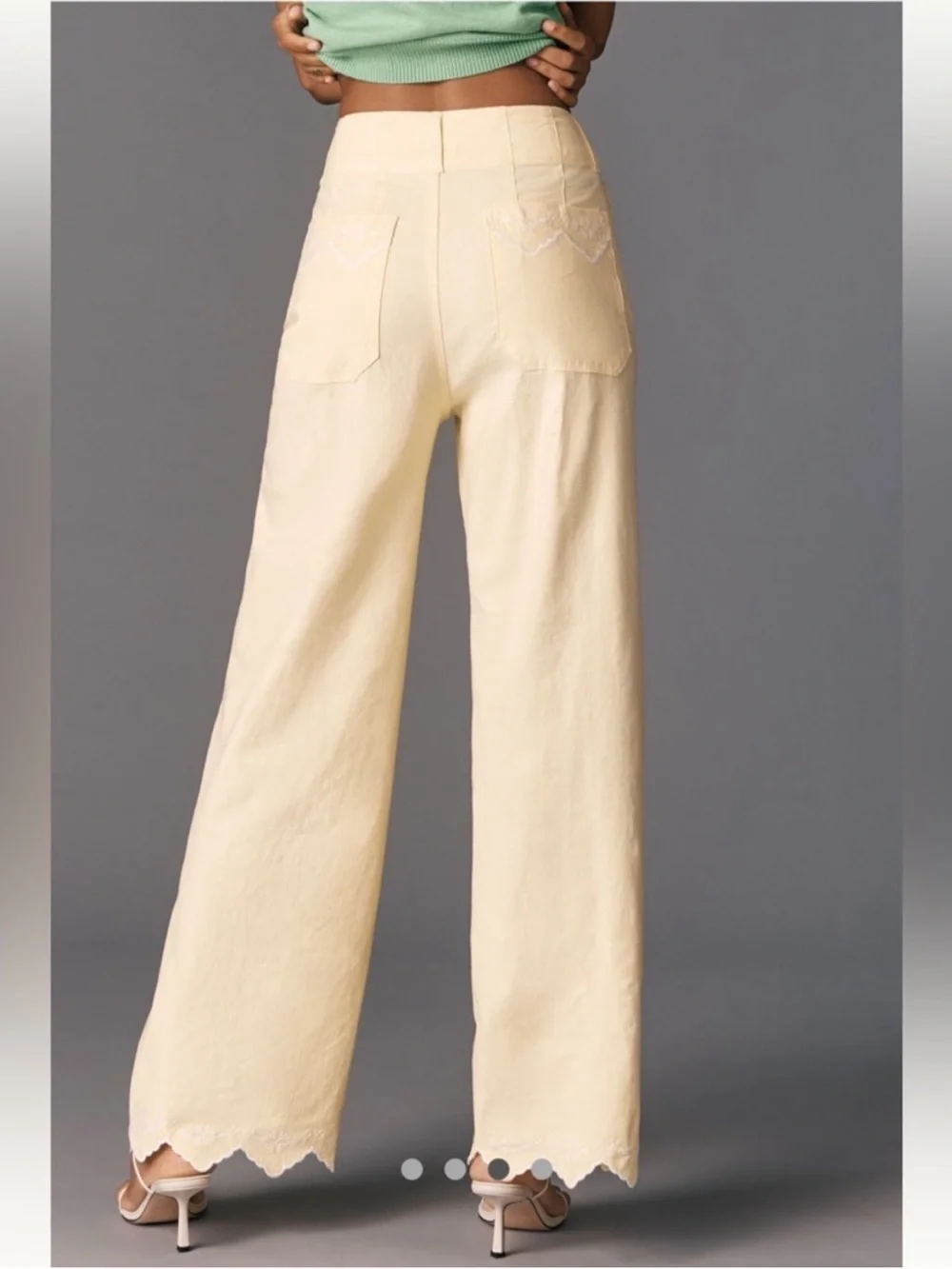 Maeve Colette Lace Trim Pale Yellow Size 28 Embroidered Hem & Pockets NWOT - Picture 3 of 10